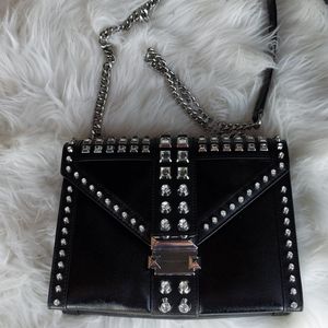 Black Leather, Studded Michael Kors Purse